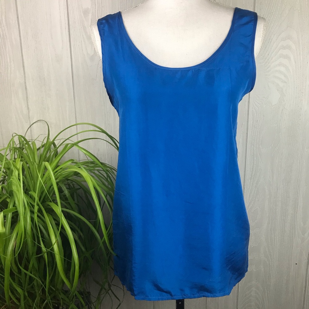 NWT Vintage Relax Said Max 100% silk blue tank top sleepwear